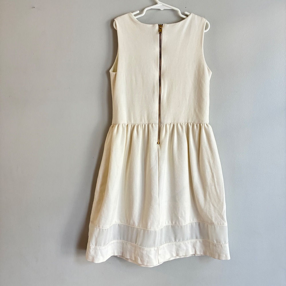 AQUA Sleeveless Fit Flare Dress Girls Large Cream Mesh Hem Party Zipper - Picture 4 of 8